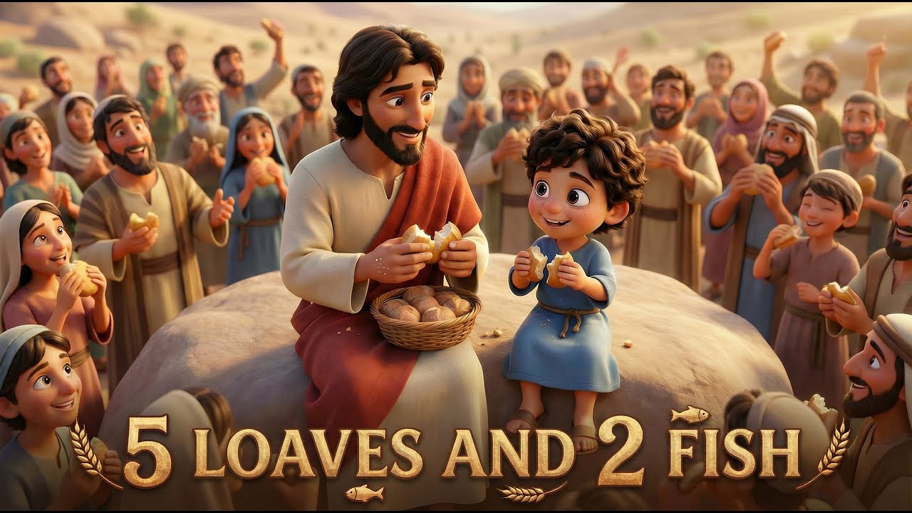 5 Loaves and 2 Fish 🐟🍞 Jesus' Great Miracle! | Kids Song