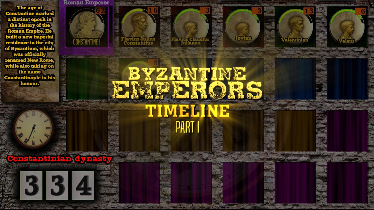 Byzantine Emperors Timeline Part I (Constantine I to Phocas)