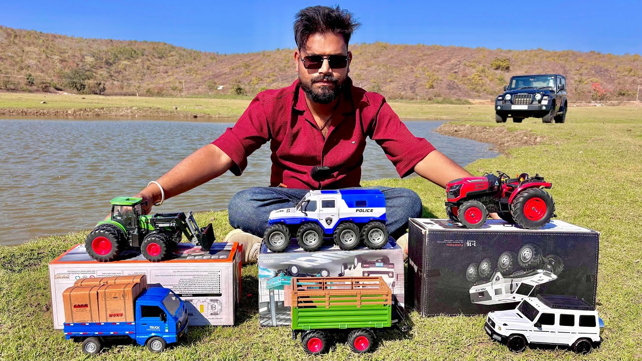 Die Cast Remote Control Tractor Vehicles Unboxing | Mahindra Thar, John Deere 5405, Trolley Truck |