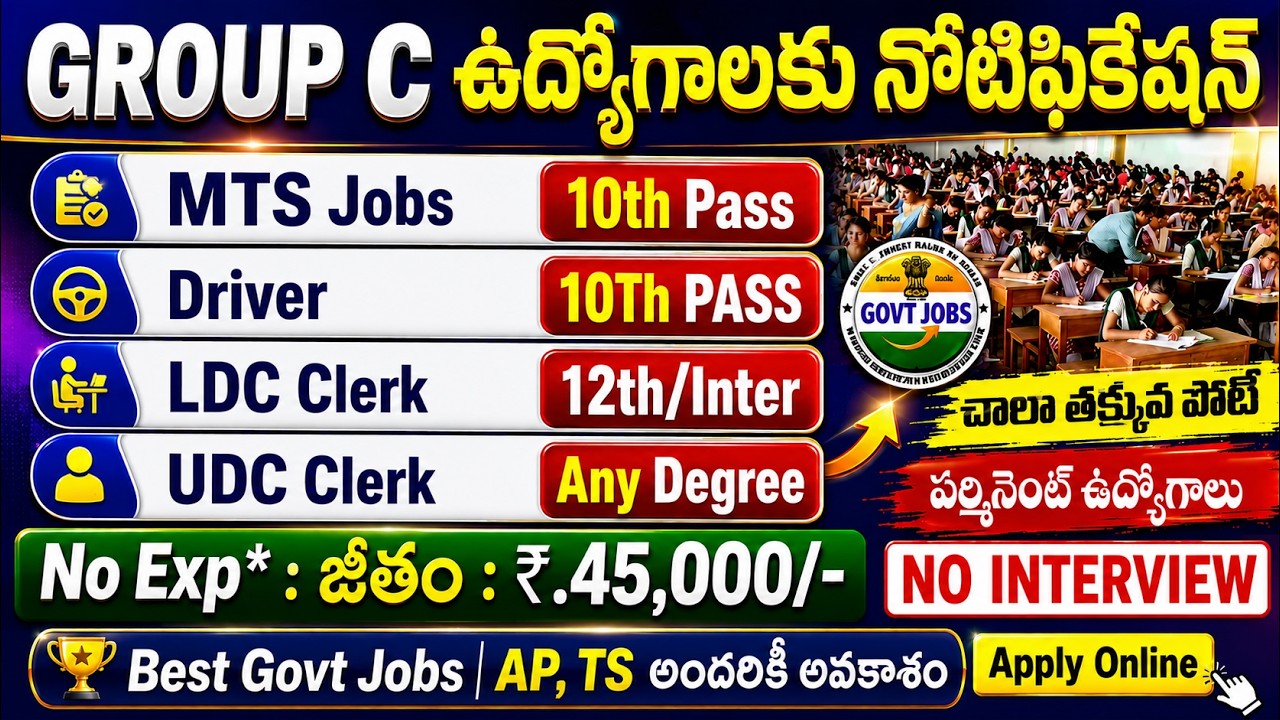 పర్మినెంట్ MTS ఉద్యోగాలు | 10Th PASS | 45,000/- జీతం | Central Govt MTS Jobs 2026 | CCRUM MTS 2026