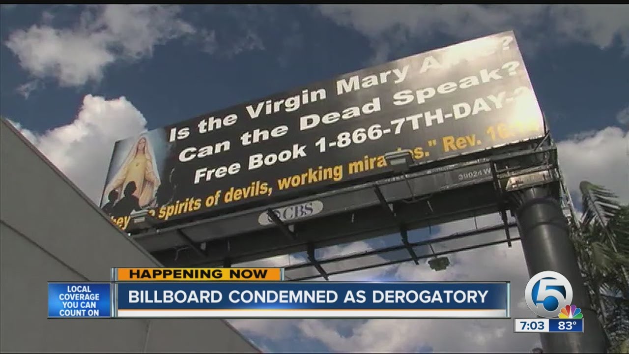 Controversial religious billboard in West Palm Beach angers local Catholics
