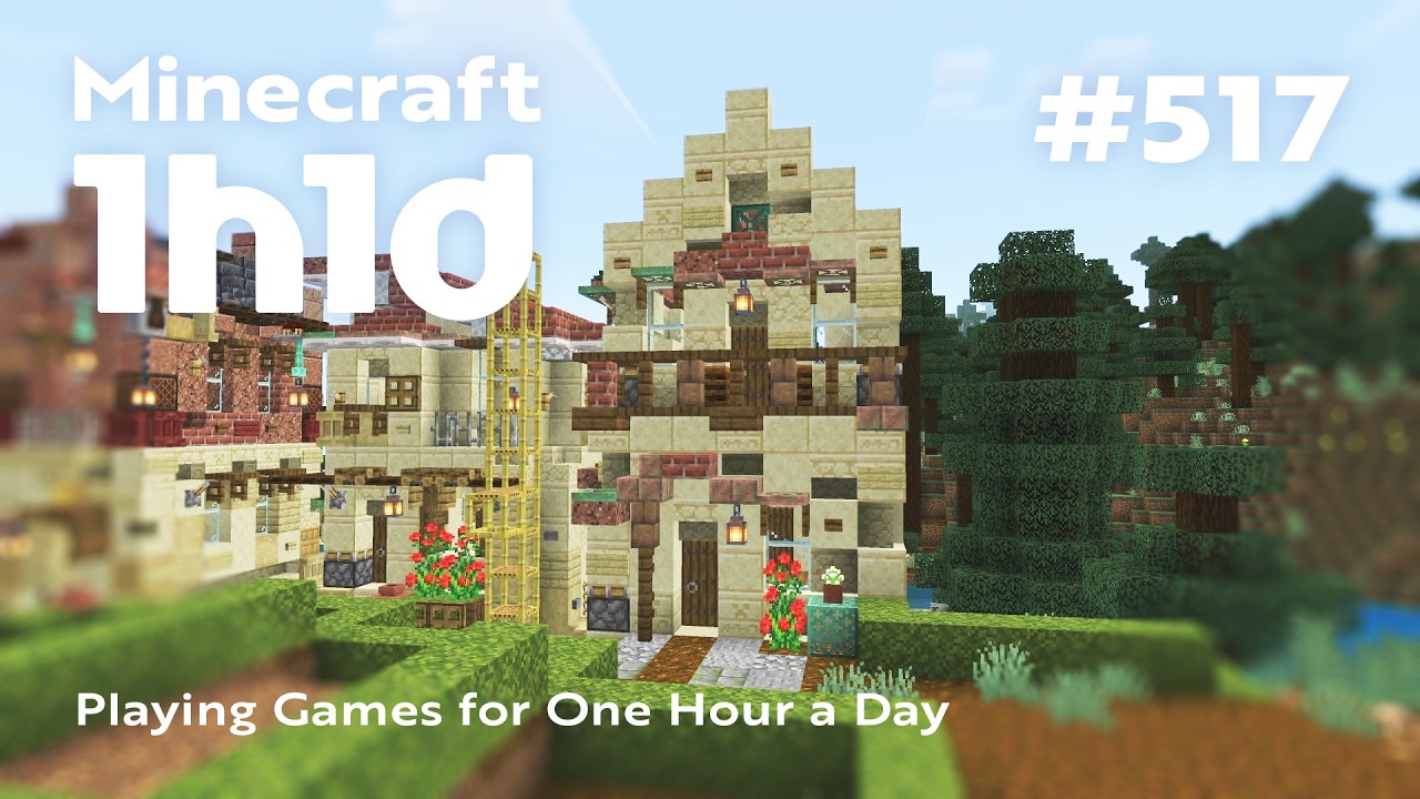 Minecraft｜1日1時間（実況なし）｜川沿いの家 4軒目 基礎と一部外装｜1h1d Part 517