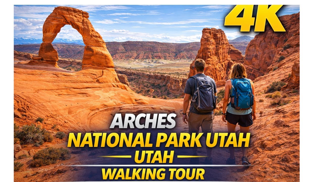 Arches National Park Utah 4K Walking Tour | Scenic Red Rock Trails