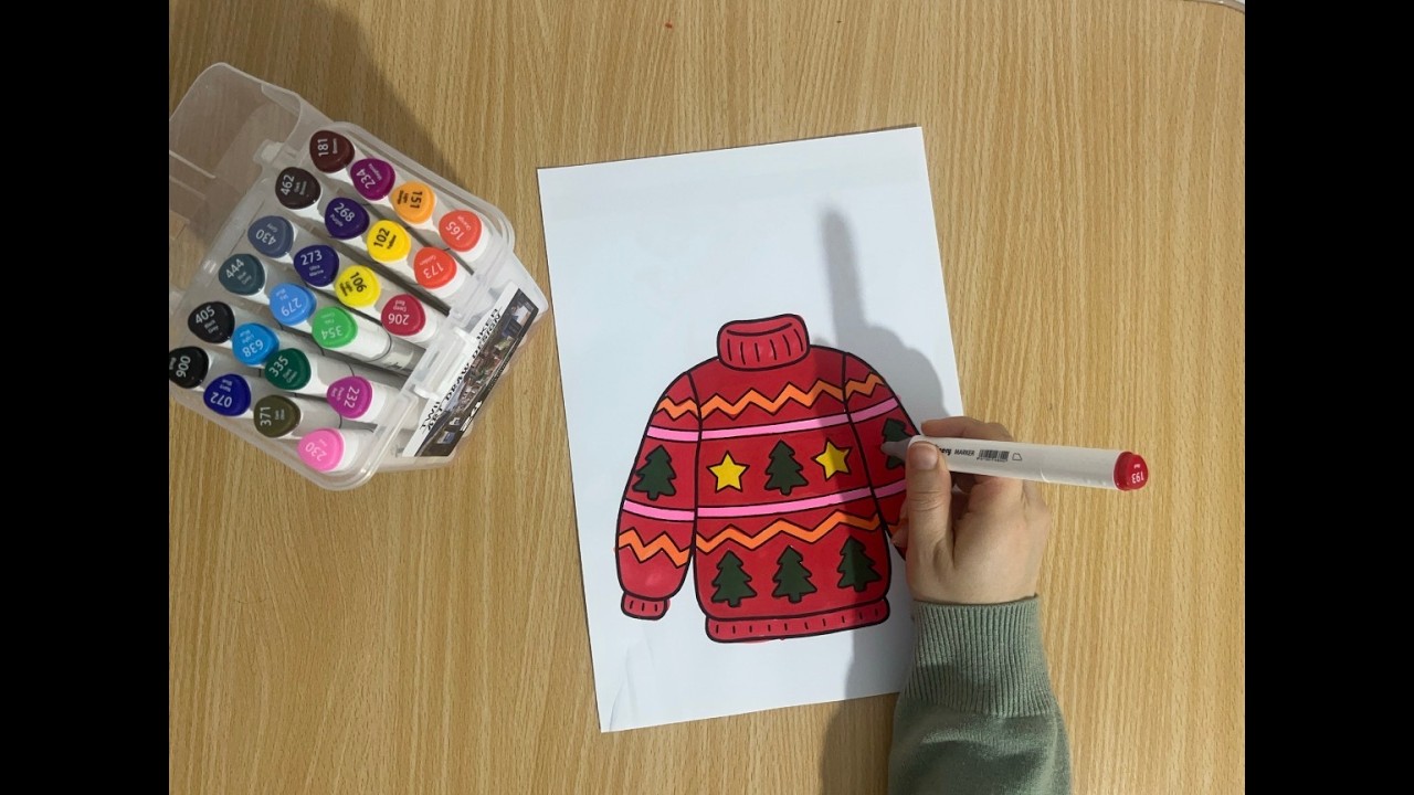 Cozy Christmas Sweater Coloring🎄❤️ | relaxing marker coloring