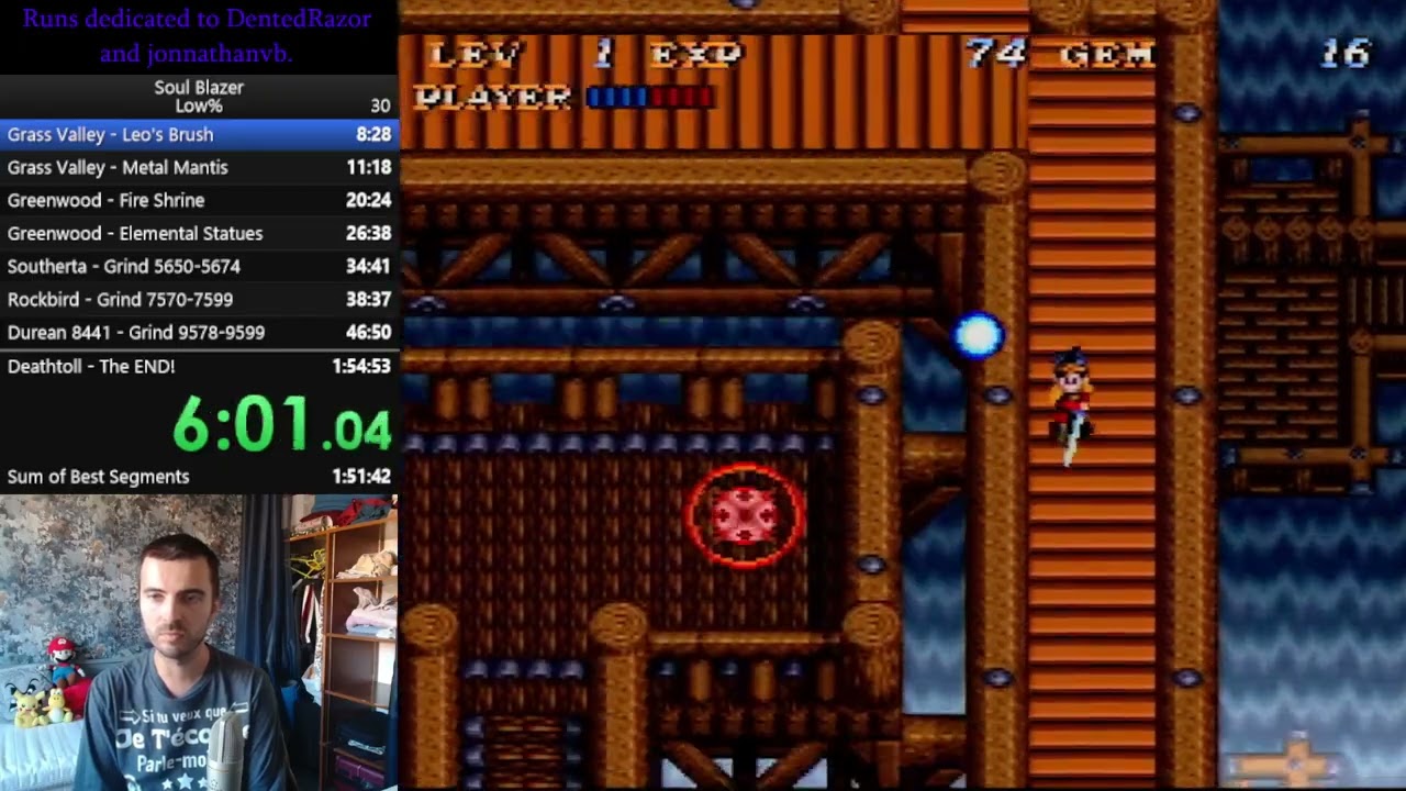 Soul Blazer Low% Speedrun - 1:54:20
