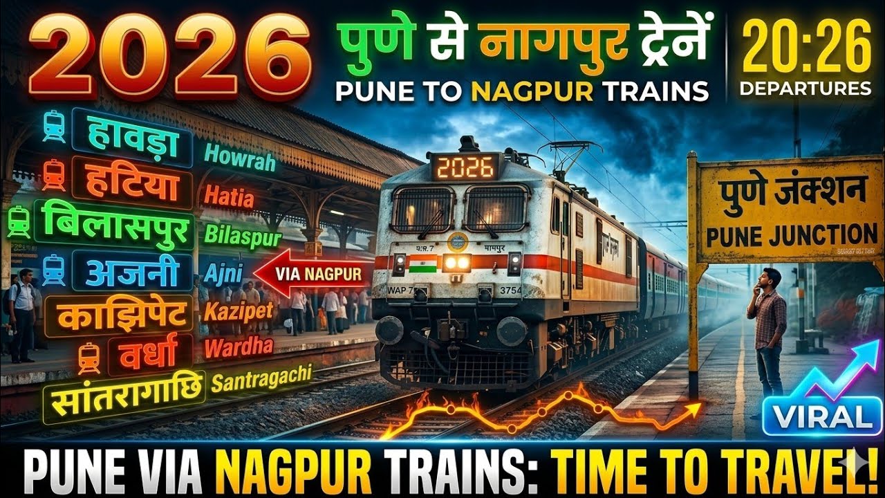 2026 मे Pune to Nagpur Trains | पुणे से नागपुर चलनेवाली ट्रेने।