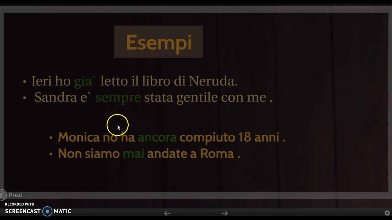 Gli avverbi al passato prossimo