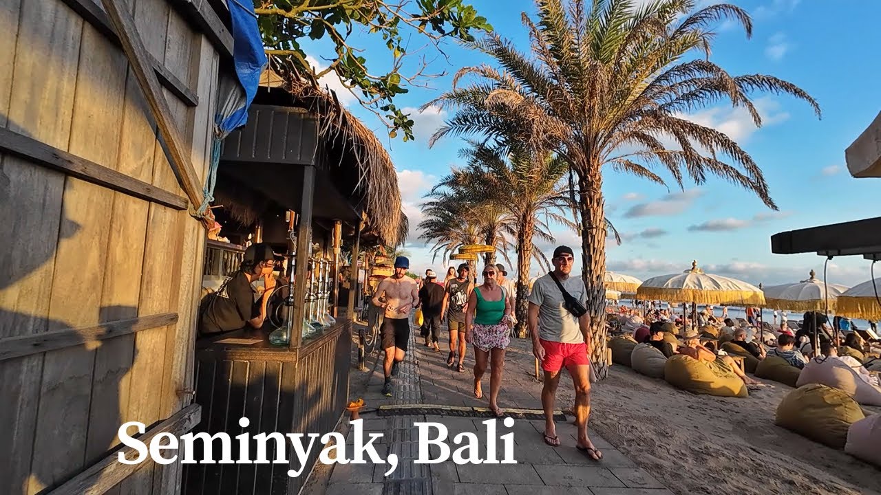 Busy Holiday Weekend At Seminyak Beach Bali | Walking Tour Seminyak Double Six Kuta Bali Today 2025