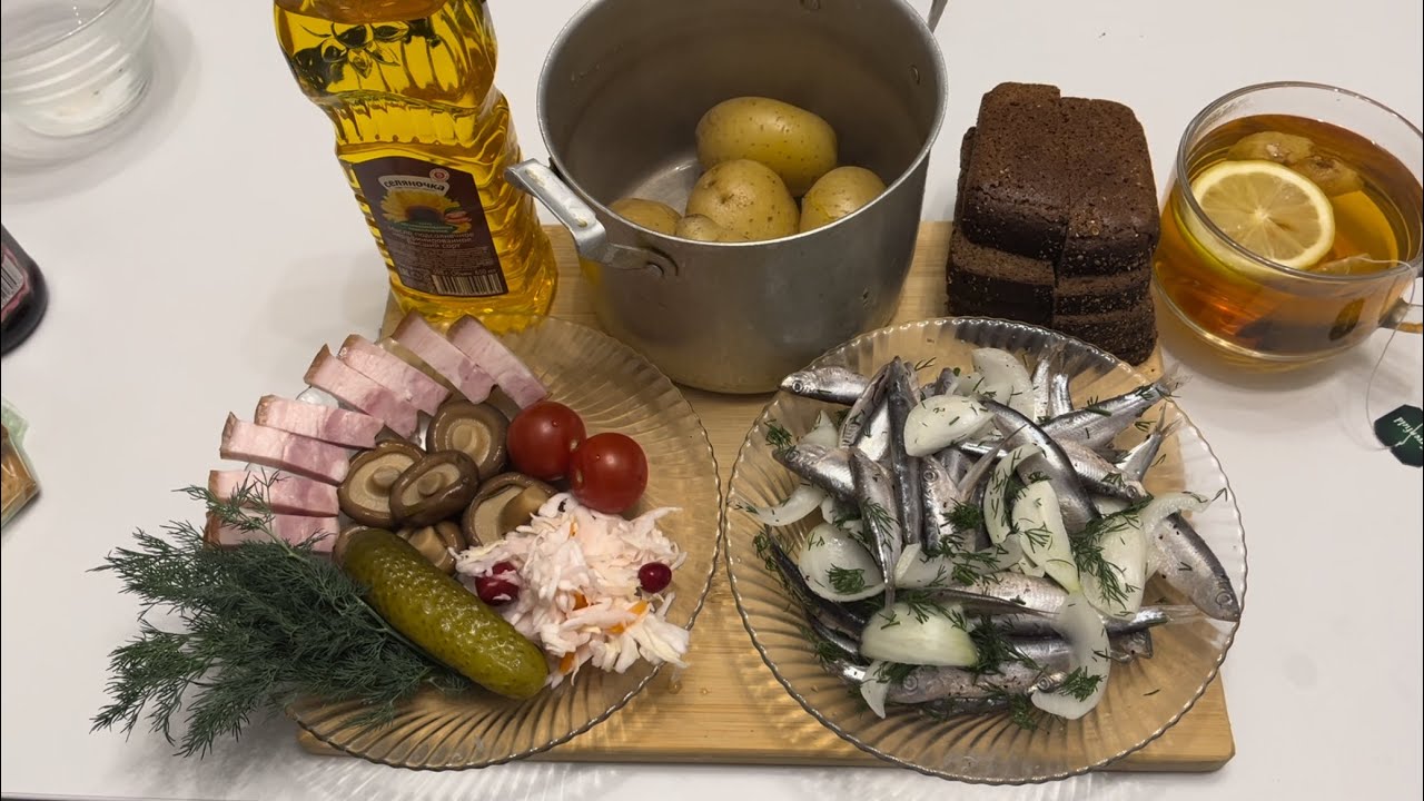 Килька с картошкой мукбанг mukbang