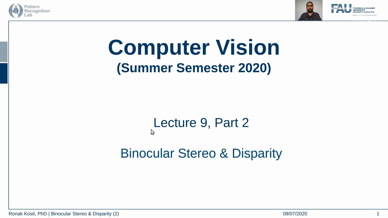 Binocular Stereo and Disparity (Lecture 9, Part 2)