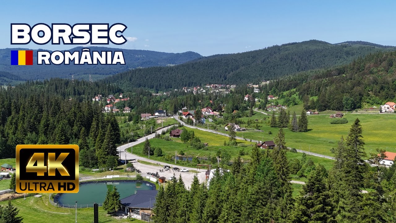 Borsec, Romania - filmare cu drona, (Borsec Town - drone footage 4K)