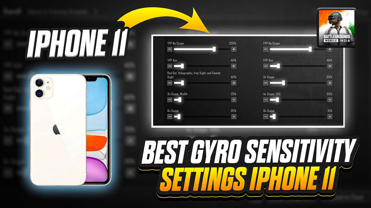 Best gyro sensitivity & settings ￼IPhone 11 | bgmi 3.8 update best sensitivity cone ✅