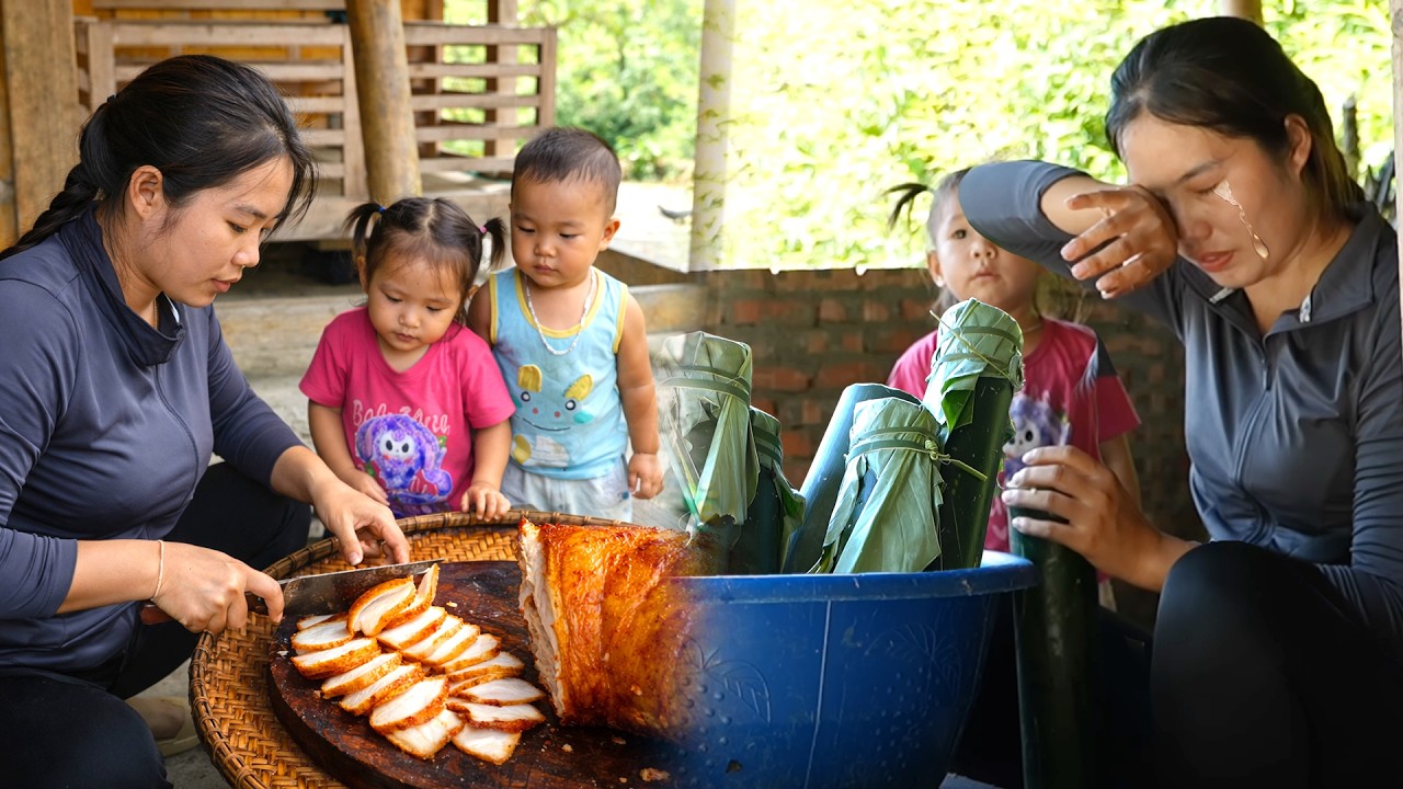 200kg pickled sour pork in giant bamboo tube cooking process – Successful sale with Nhi & Khoi