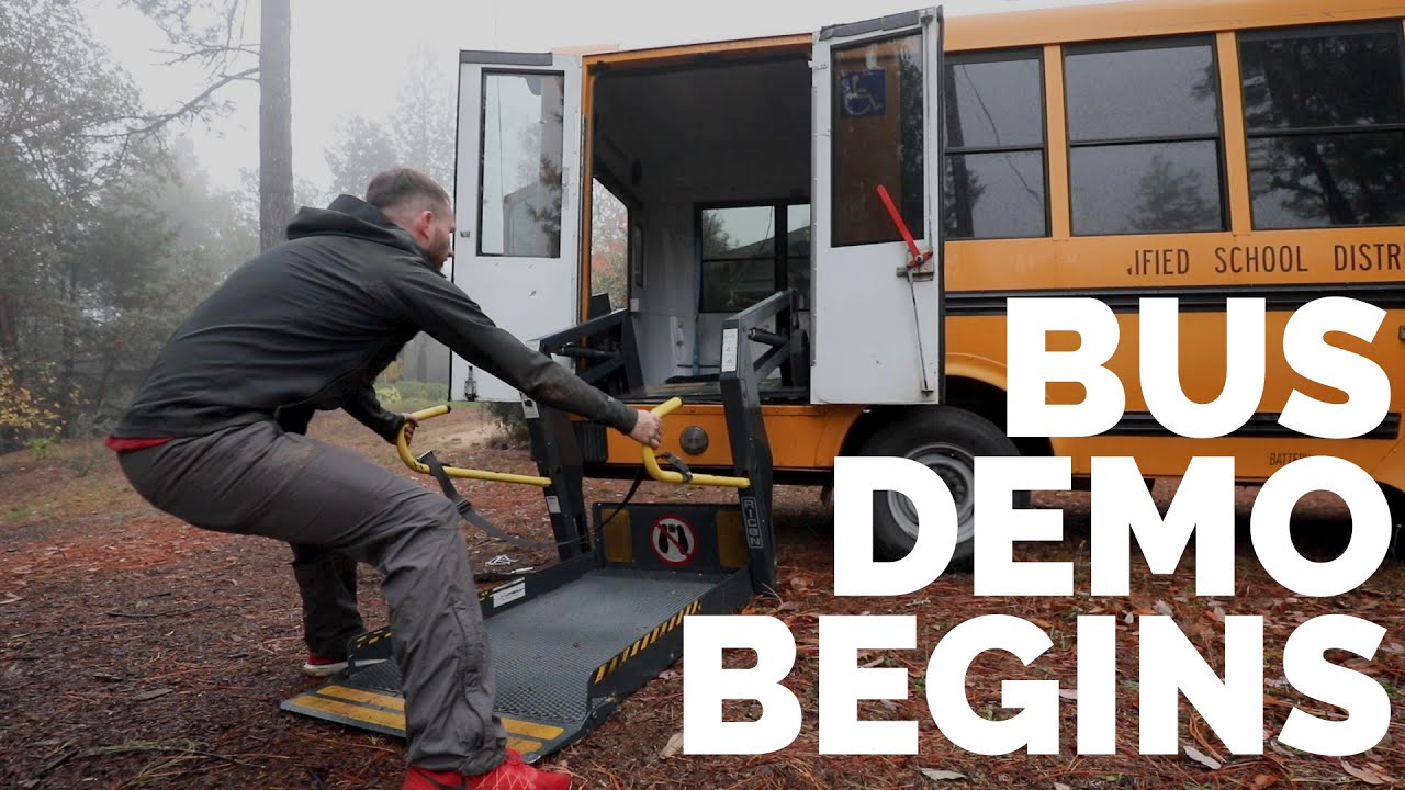 Removing the Wheel Chair Lift from the Bus - Bus Build Episode 1