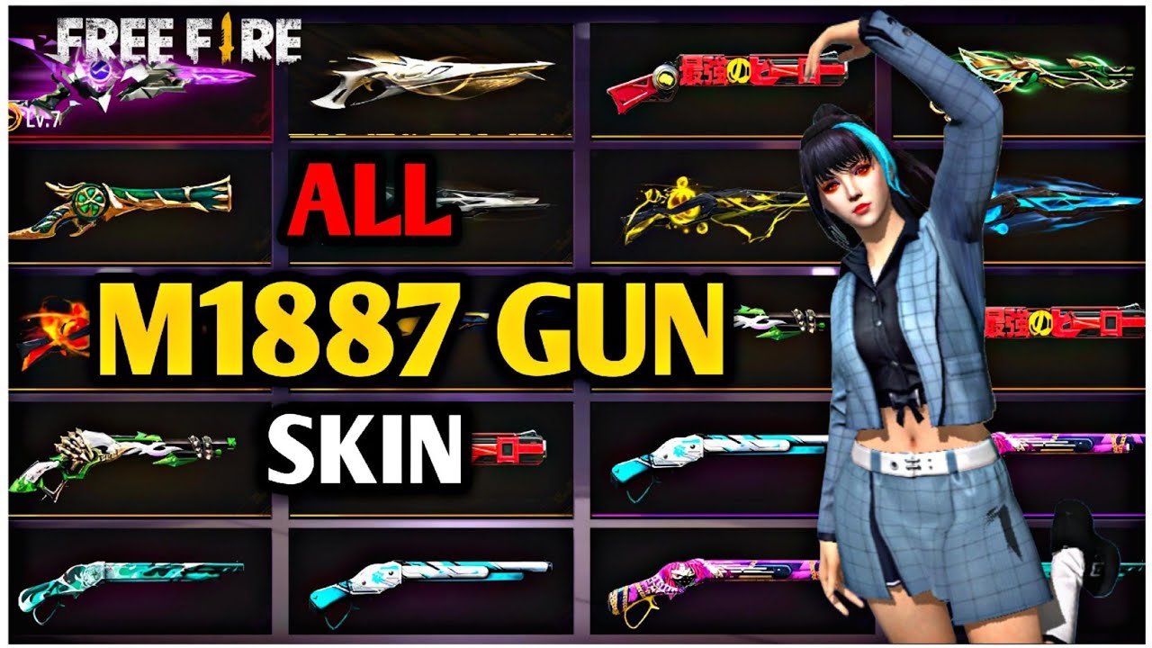 FREE FIRE ALL M1887 GUN SKINS | FF ALL M1887 SKINS SHOWCASE