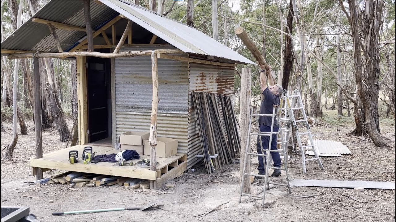 Building an off grid Bathroom Cabin / Shack - Finish the walls and add a Veranda