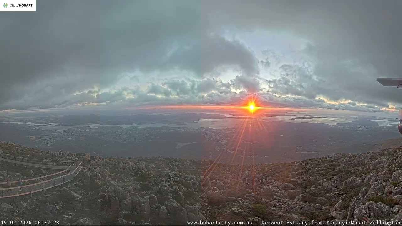 Hobart 🇦🇺 Mountain View Time Lapse 🌤️ (Kunanyi / Mount Wellington) - February 19 2026