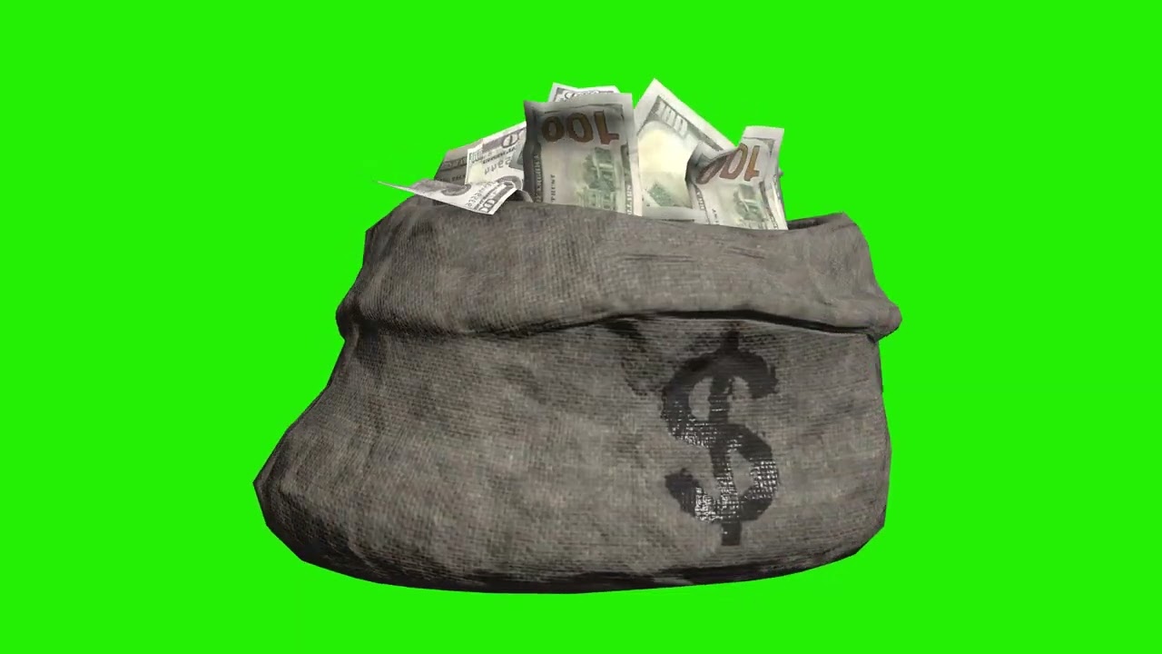 4K Bag of Money - 3D Animation Green Screen
