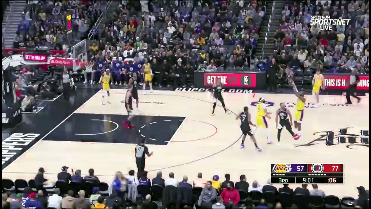 Lebron James' 3 point shot from the LA Clippers Logo