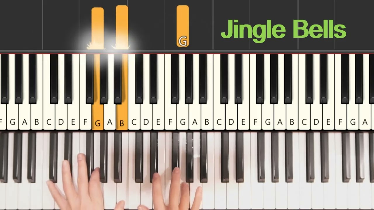 Jingle Bells - easy piano with hands and fingerings shown