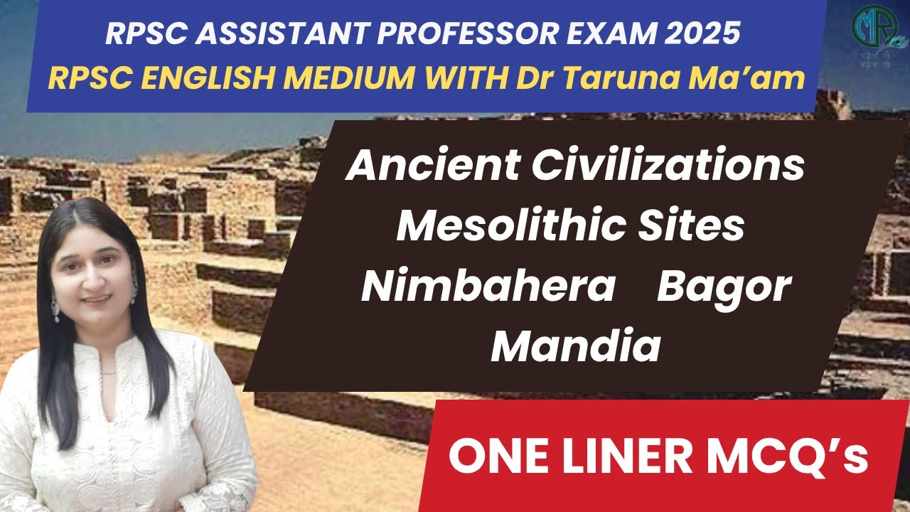 One Liner MCQ's Ancient Civilization | RPSC ASSISTANT PROFESSOR EXAM 2025 | RPSC English Medium