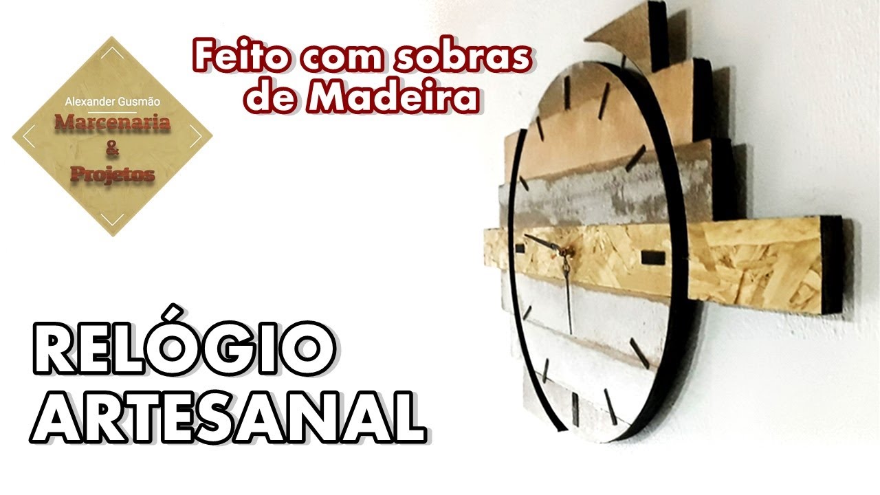 RELÓGIO DE PAREDE ARTESANAL - FEITO COM SOBRAS DE MADEIRA