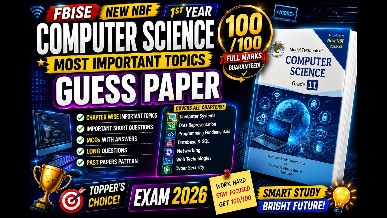 1st Year HSSC-I (ICS)Computer Important MCQs, Subjective Questions for Exam 2026|#fbise #computer