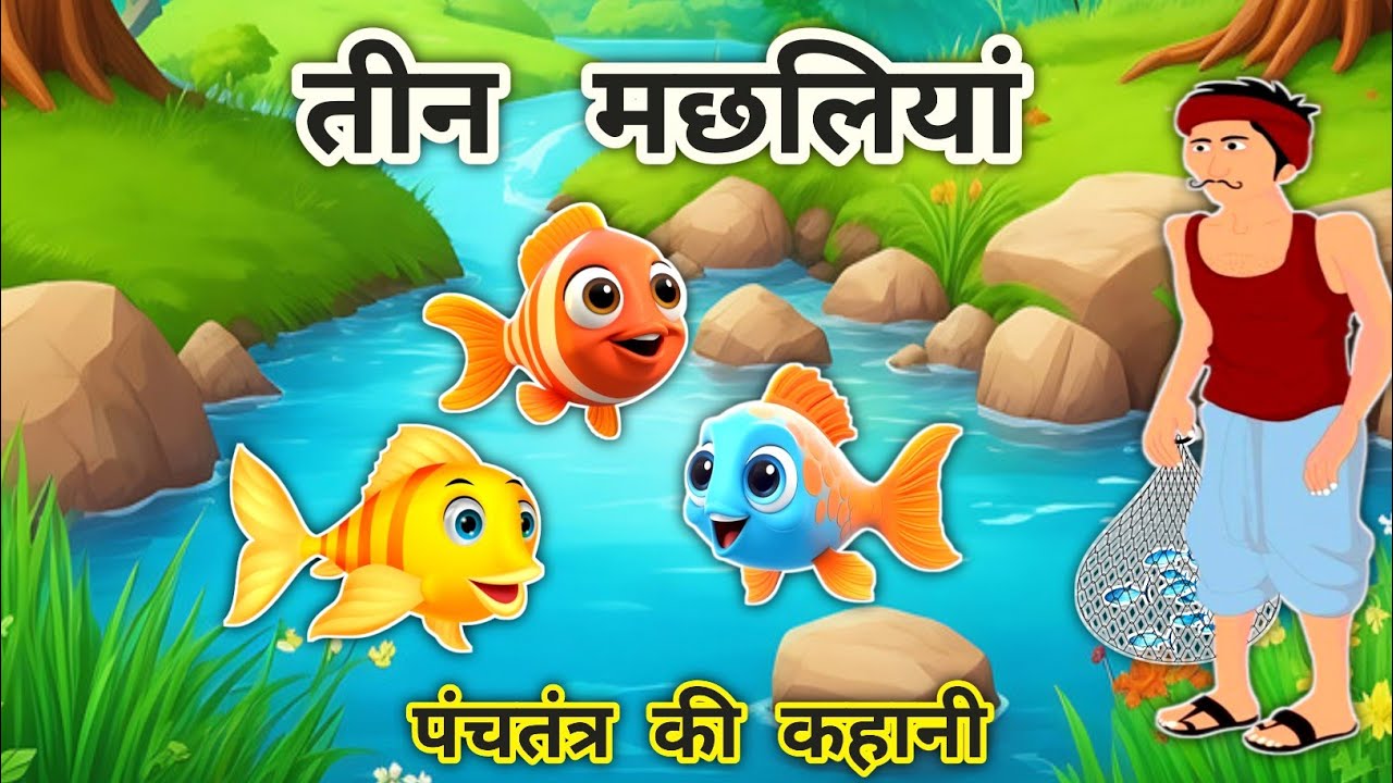 Teen Machliyan। तीन मछलियां।Three Fishes। Hindi Animated Story।#cartoon #moralstories #kids
