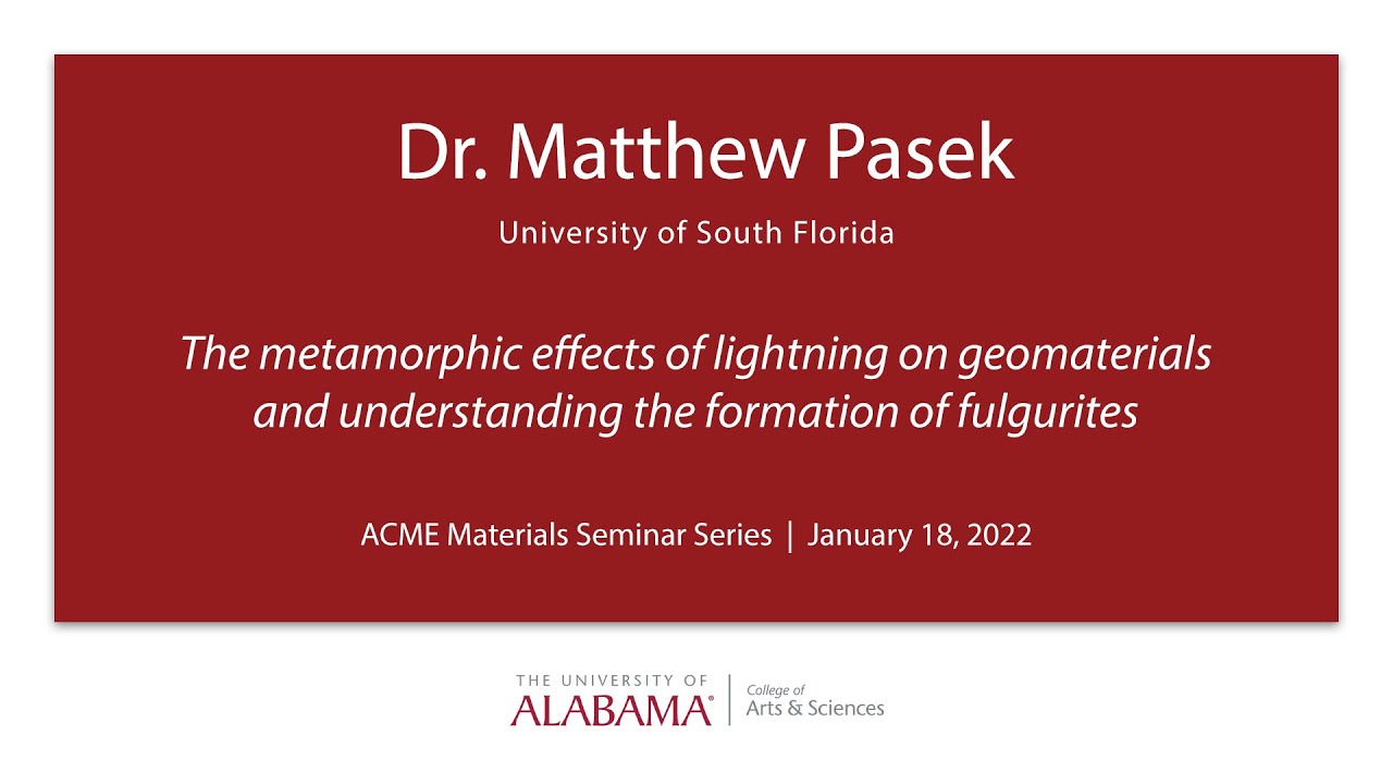 Dr. Matthew Pasek | ACME Materials Research Seminar