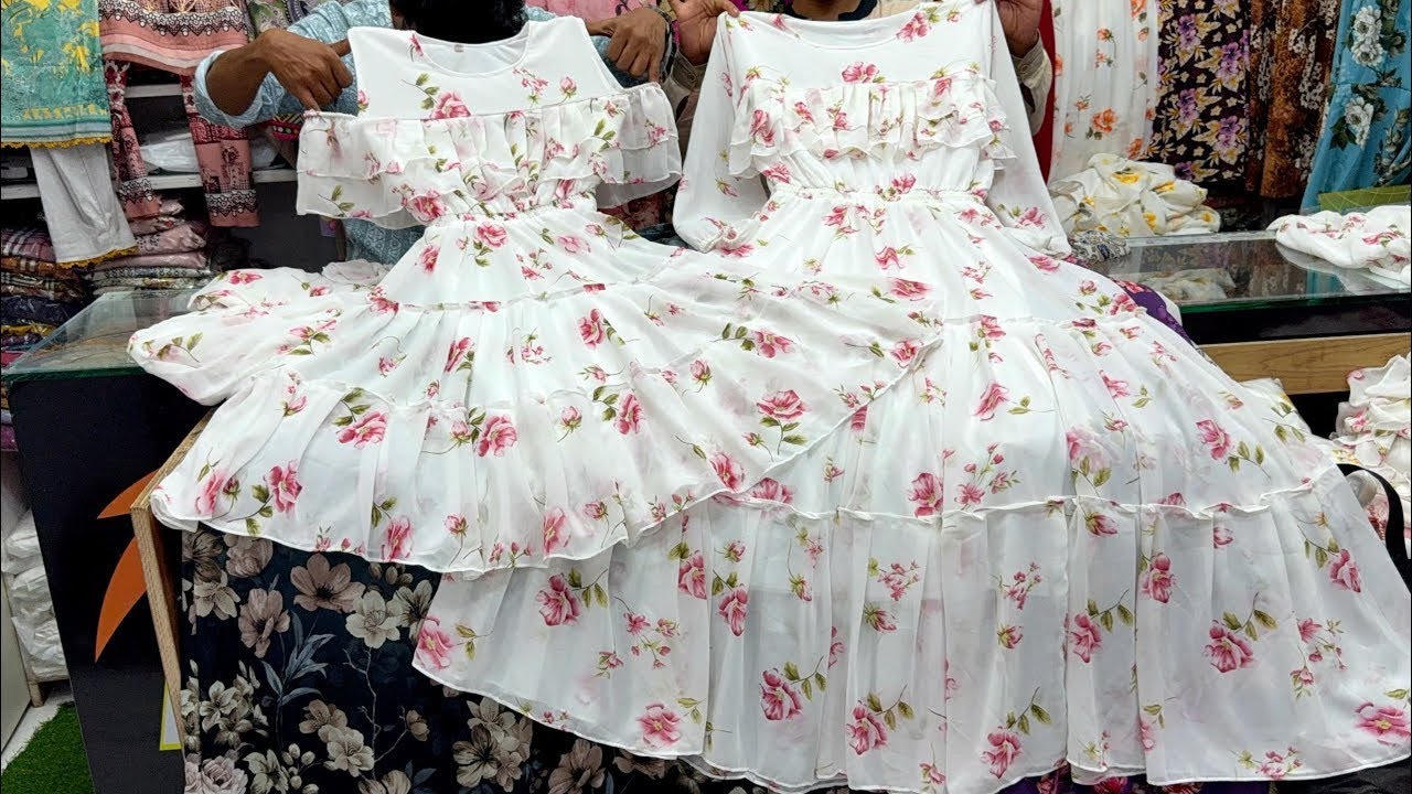 মা,মেয়ে/দুই বোন ম্যাচিং সাদাপরী গাউন | Beautiful fancy floral gown collection at craziest price 