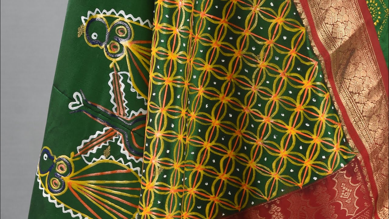 Kanjivaram silk Rogan art saree by Ashish Kansara Madhapar kutch @Roganart @TraditionalRoganArt