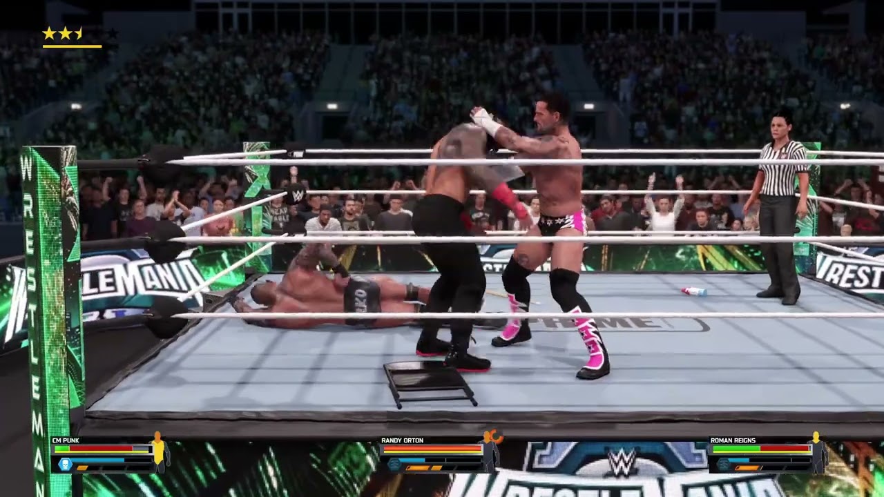CM Punk против Randy Orton против Roman Reigns! Титульный матч 🔥 WWE 2K25 #ytshorts #viralshorts
