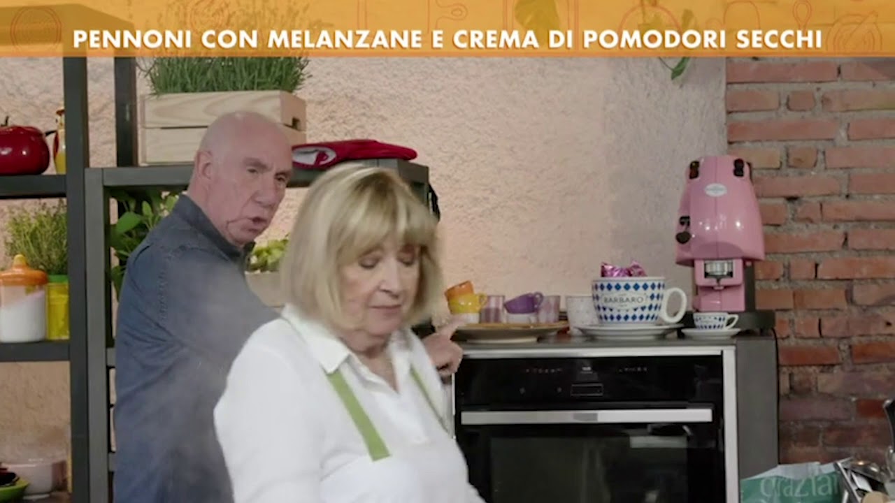 Ricette all'Italiana: Pennoni con melanzane e crema di pomodori secchi.