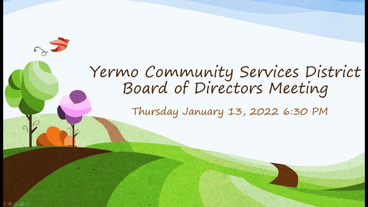 Yermo Community Services District Board of Directors Meeting on Thursday January 13, 2022 6:30 PM
