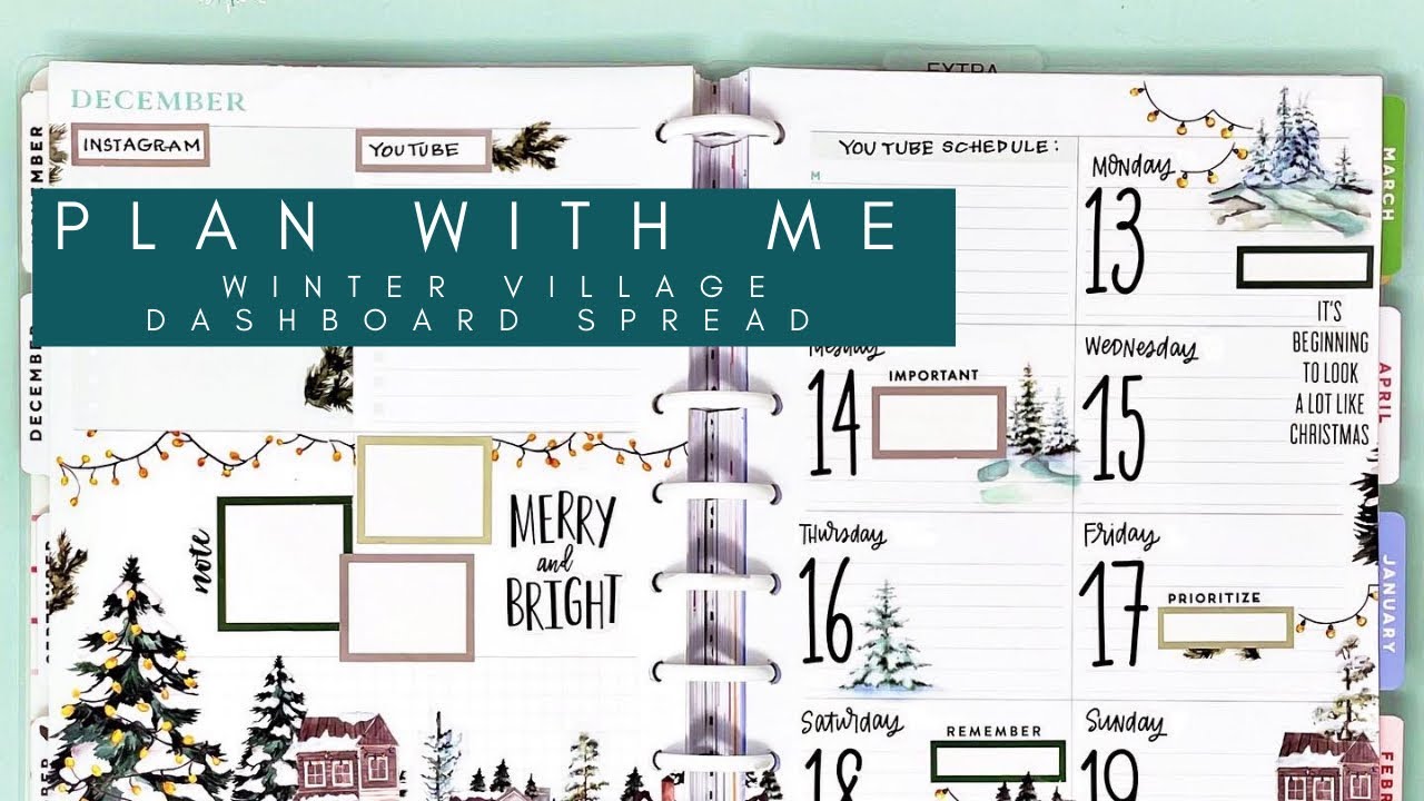 PLAN WITH ME | WINTER VILLAGE DASHBOARD SPREAD | THE HAPPY PLANNER