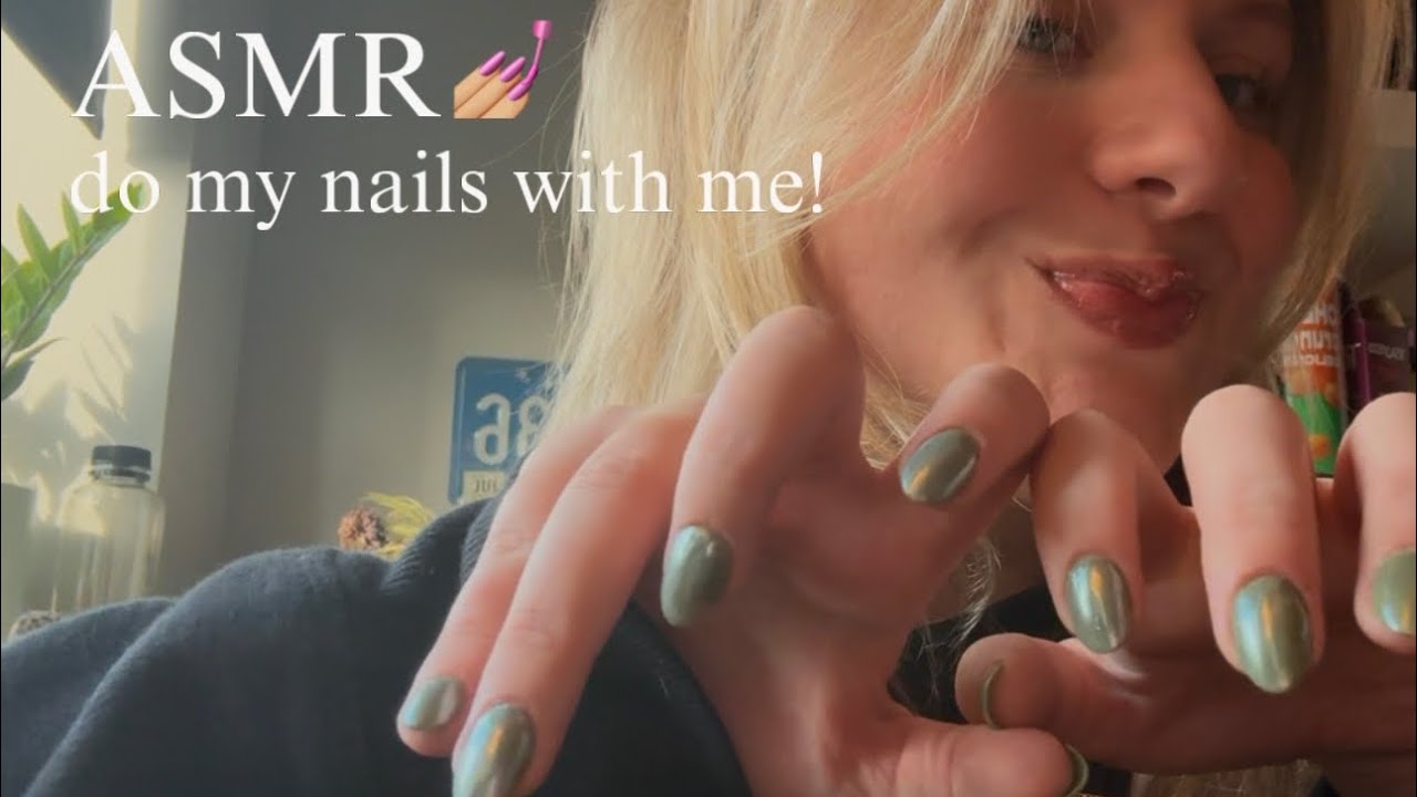 ASMR do my nails with me to fall asleep fast! (gel-x, layered sounds, soft whispering) 