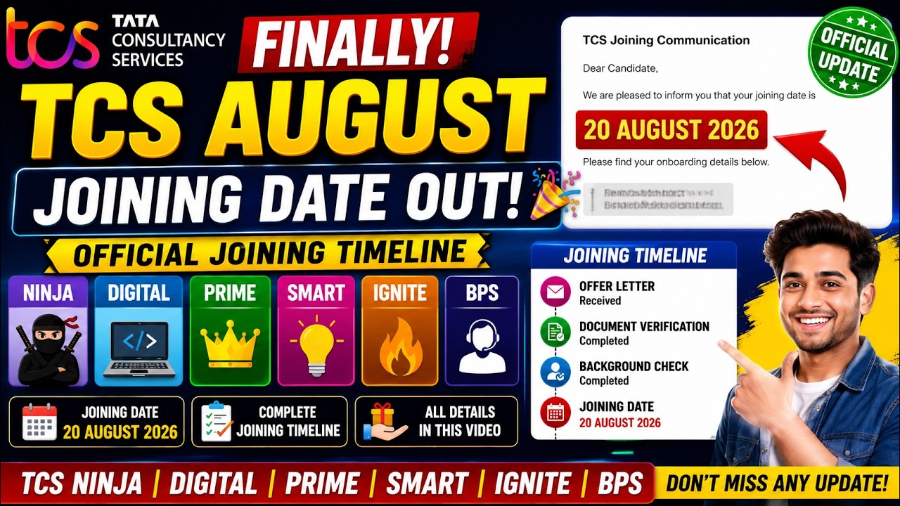 Finally TCS Aug Joining Date Out | Joining Timeline | Ninja Digital Prime | Joining Date 20 Aug 2026