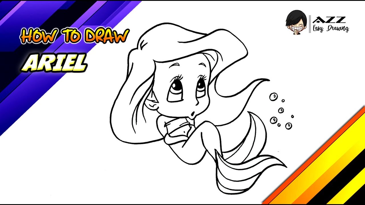 How to draw Ariel the little mermaid step by step