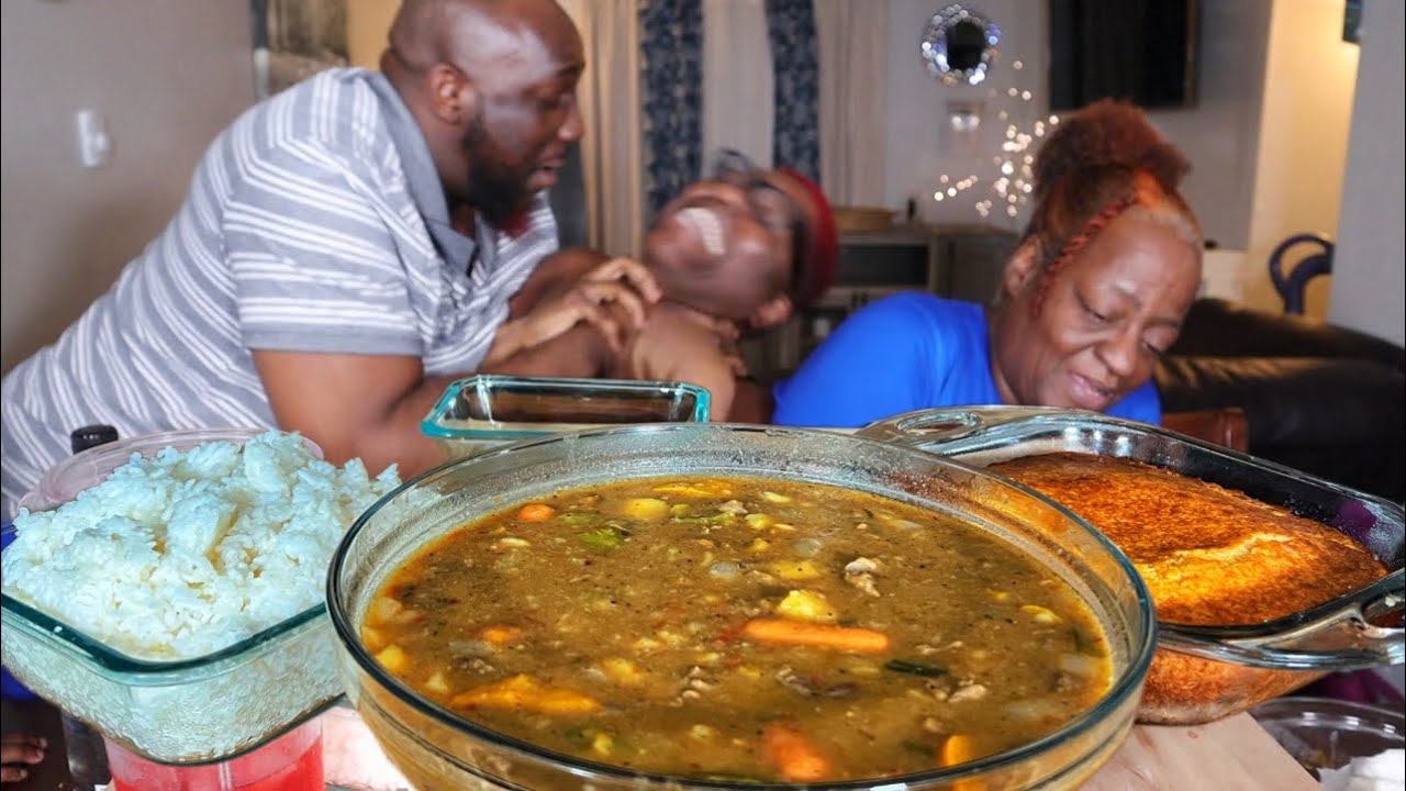 This video got REAL.. Real Quick!| BEEF STEW| HONEY CORN BREAD| RICE| MUKBANG EATING SHOW!
