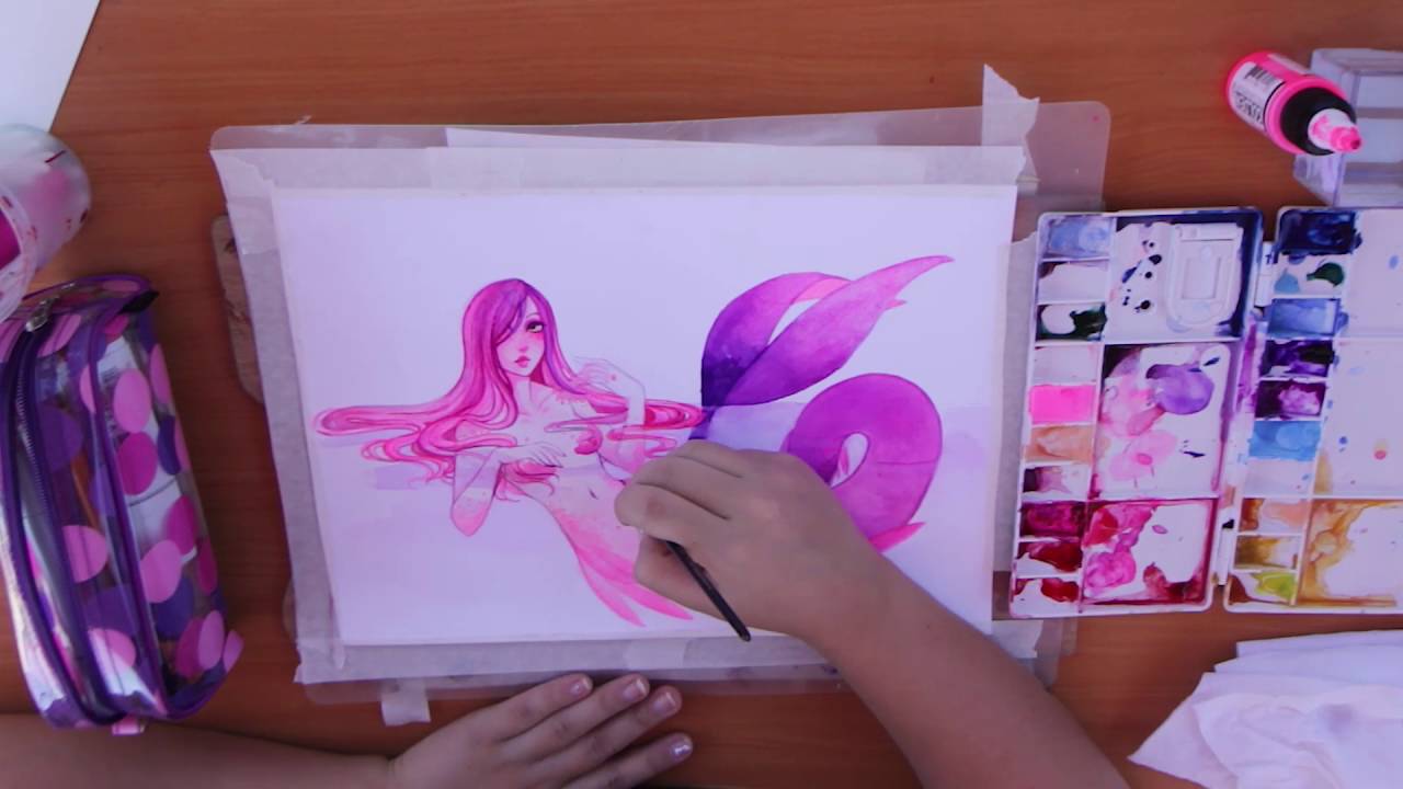 Manos Draws; Mermaid - speed paint w/ watercolors
