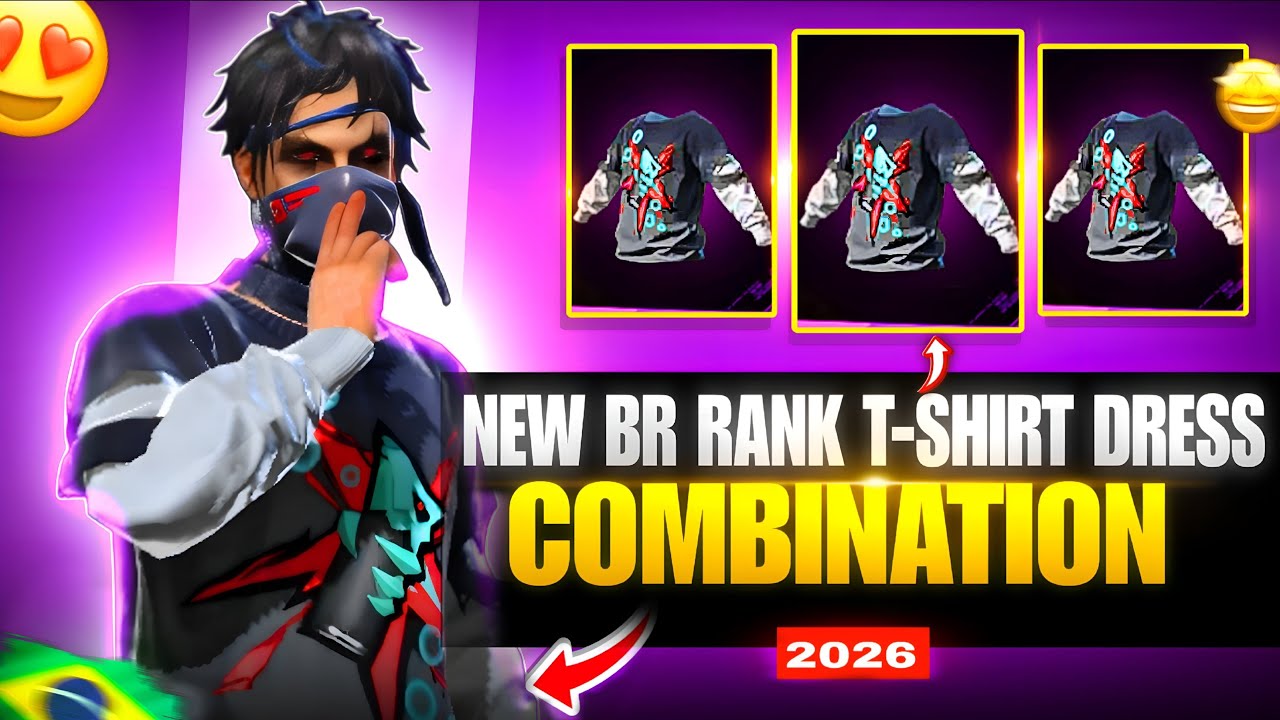 NEW 😍 BR RANK T-SHIRT GOD LEVEL DRESS COMBINATION in FREE FIRE 🔥| NO😱TOP UP DRESS COMBINATION |XZRT|