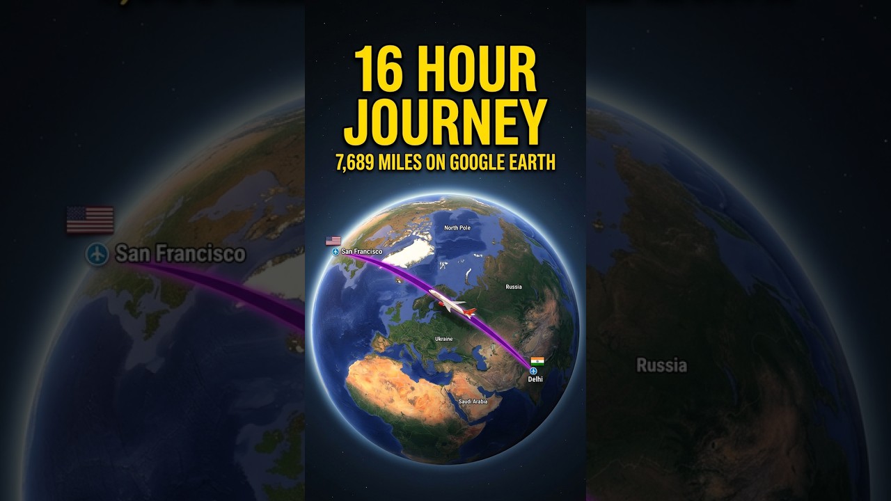 San Francisco to Delhi by Air: 16 Hour Journey on Google Earth