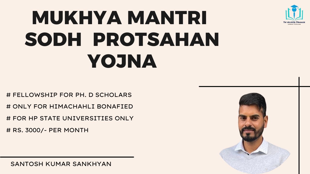 Mukhya Mantri Sodh Protsahan Yojana | Fellowship Update | HPU | SBPU | Ph D Scholarship | HP only