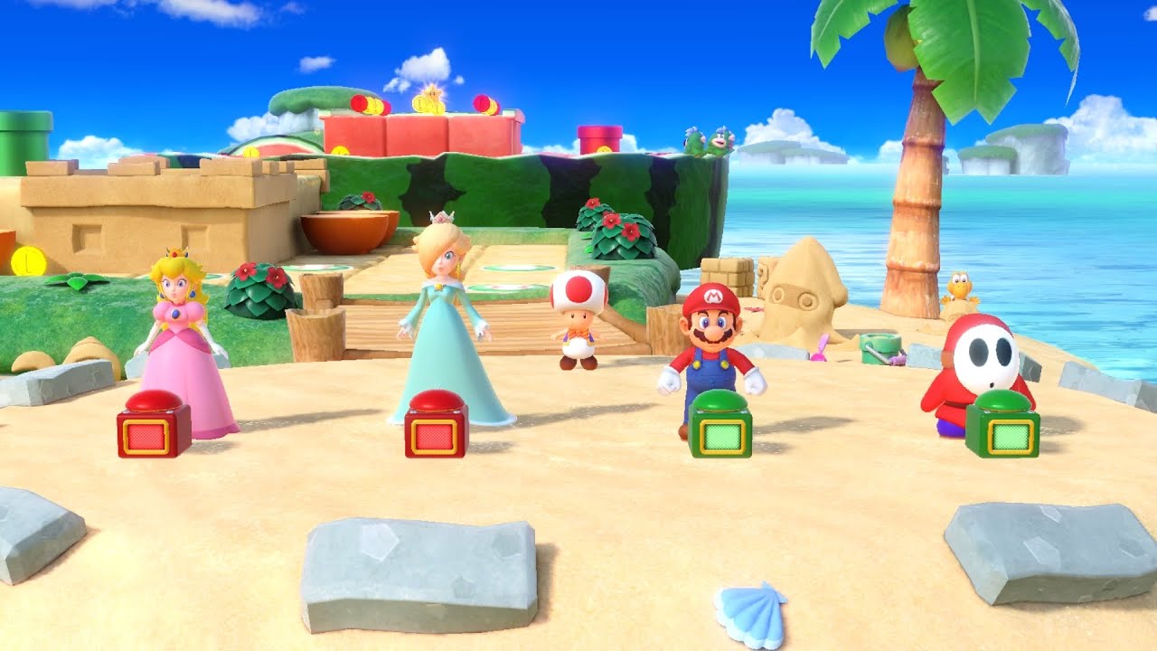 Super Mario Party Partner Party #1835 Watermelon Walkabout Peach & Rosalina vs Mario & Shy Guy