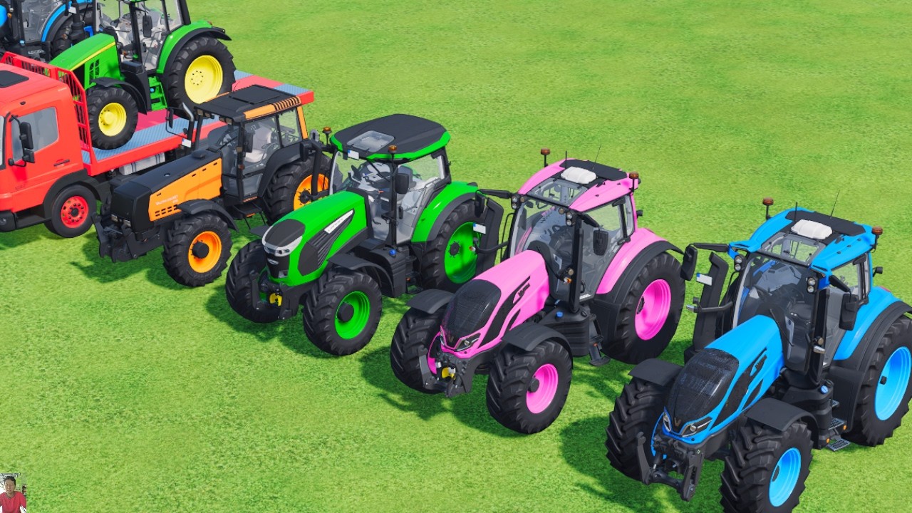 Transporting tractors Double Flatbed Trailer truck vs tractor Game Farming Simulator 22