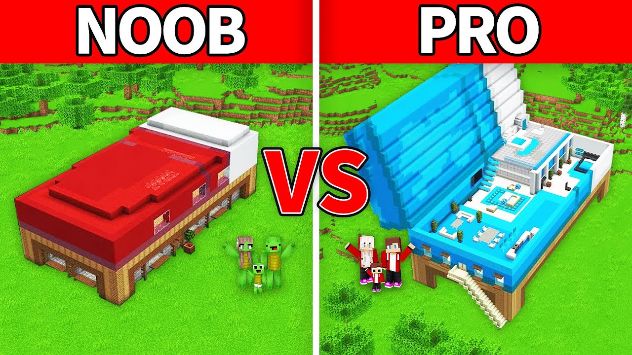 Mikey Family & JJ Family - NOOB vs PRO : Giant Bed House Build Challenge in Minecraft (Maizen)