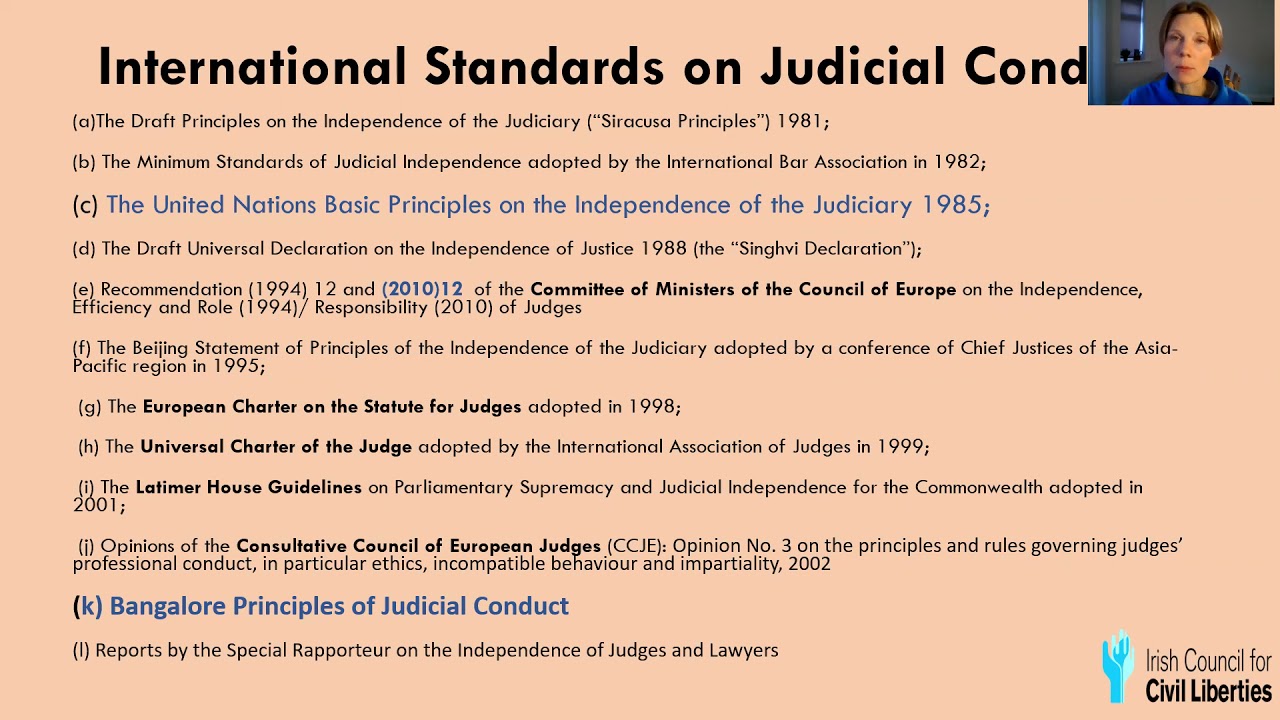 Doireann Ansbro, ICCL: 'International Standards on Judicial Conduct and Ethics'