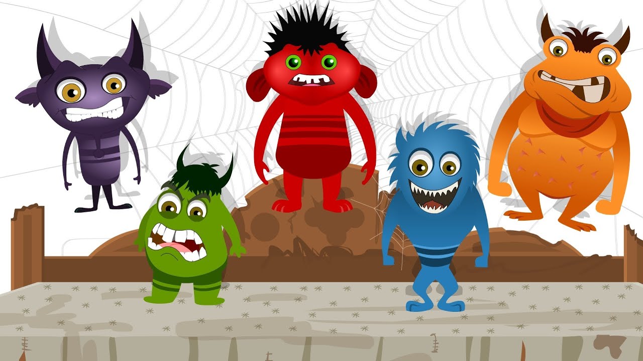 Five Little Monsters | Nursery Rhyme with Lyrics | Halloween Song
