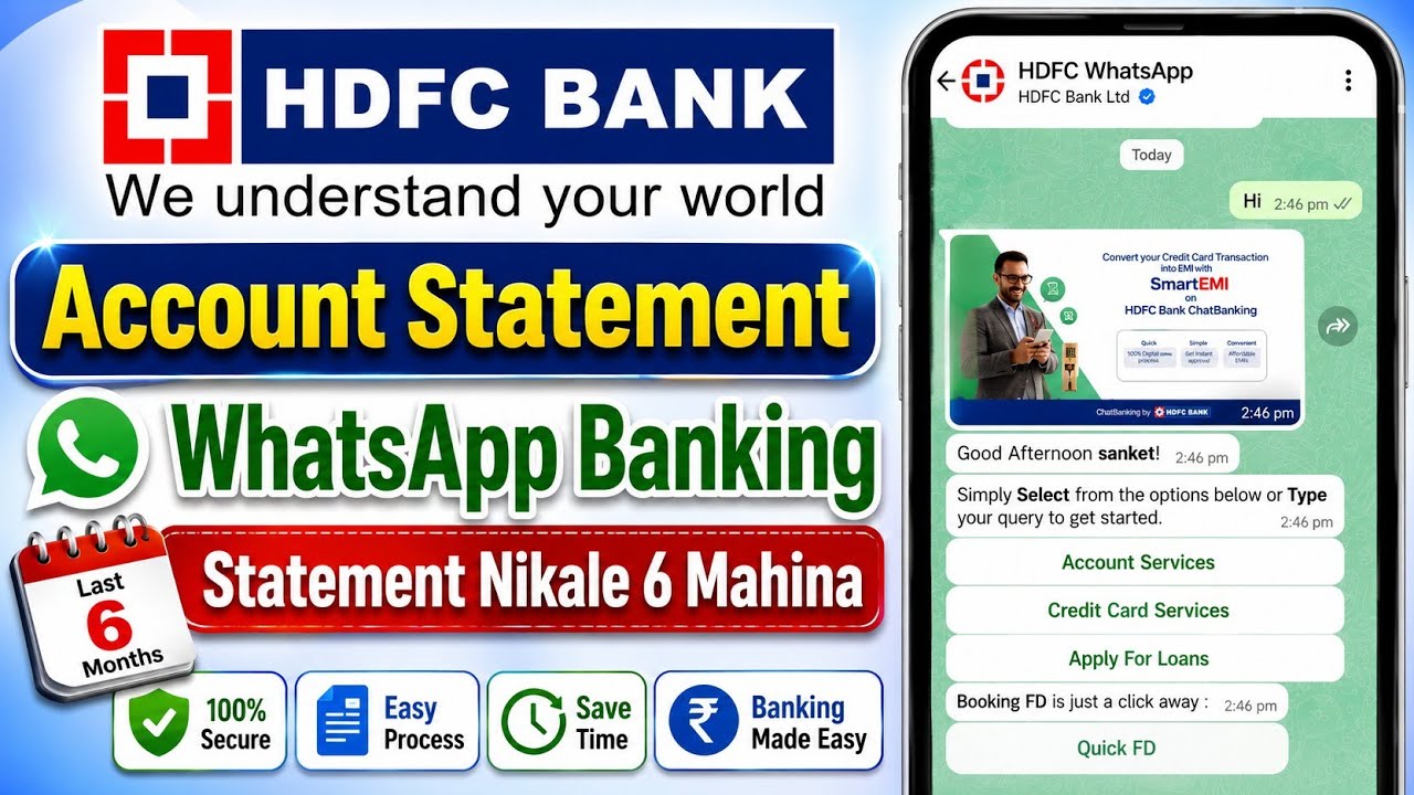 HDFC Bank WhatsApp Banking Account Statement | Last 6 Months Statement Download 2026