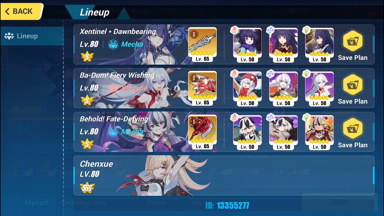 [HI3 SEA] Nirvana Abyss 557D - DXY (Type) 885 Pts - XDC(S0+1), FDD(S0+1), FWS(S0+1)